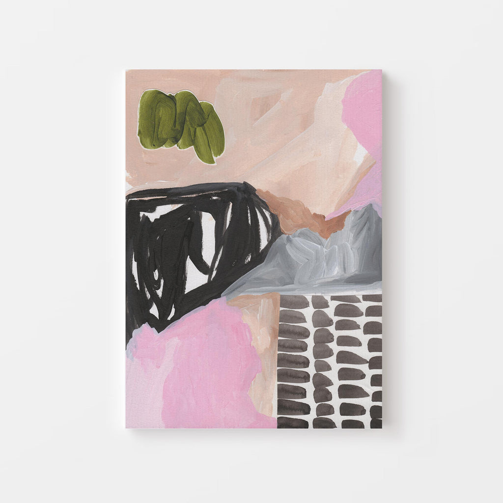 Canvas Print: 'Black Ink & Pink Joy' - Henriette Visscher