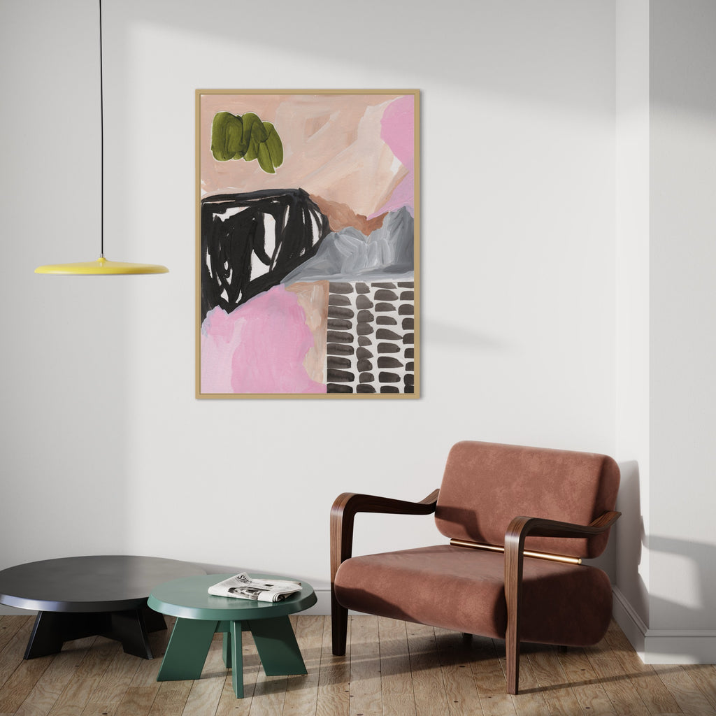 Canvas Print: 'Black Ink & Pink Joy' - Henriette Visscher