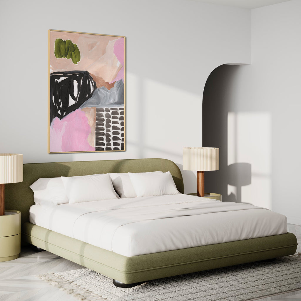 Canvas Print: 'Black Ink & Pink Joy' - Henriette Visscher