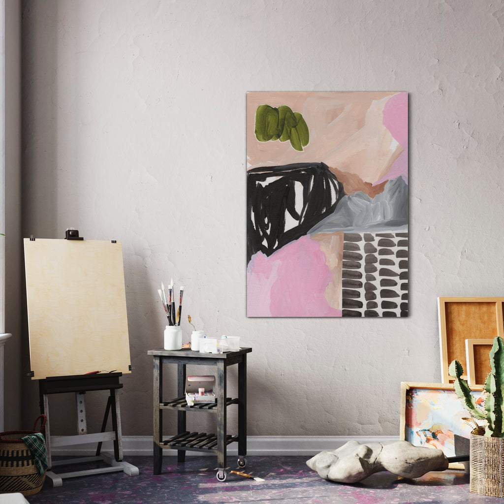 Canvas Print: 'Black Ink & Pink Joy' - Henriette Visscher