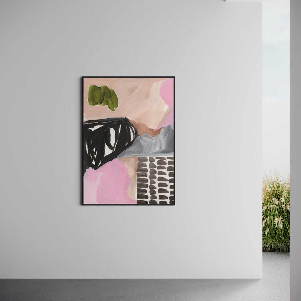Canvas Print: 'Black Ink & Pink Joy' - Henriette Visscher