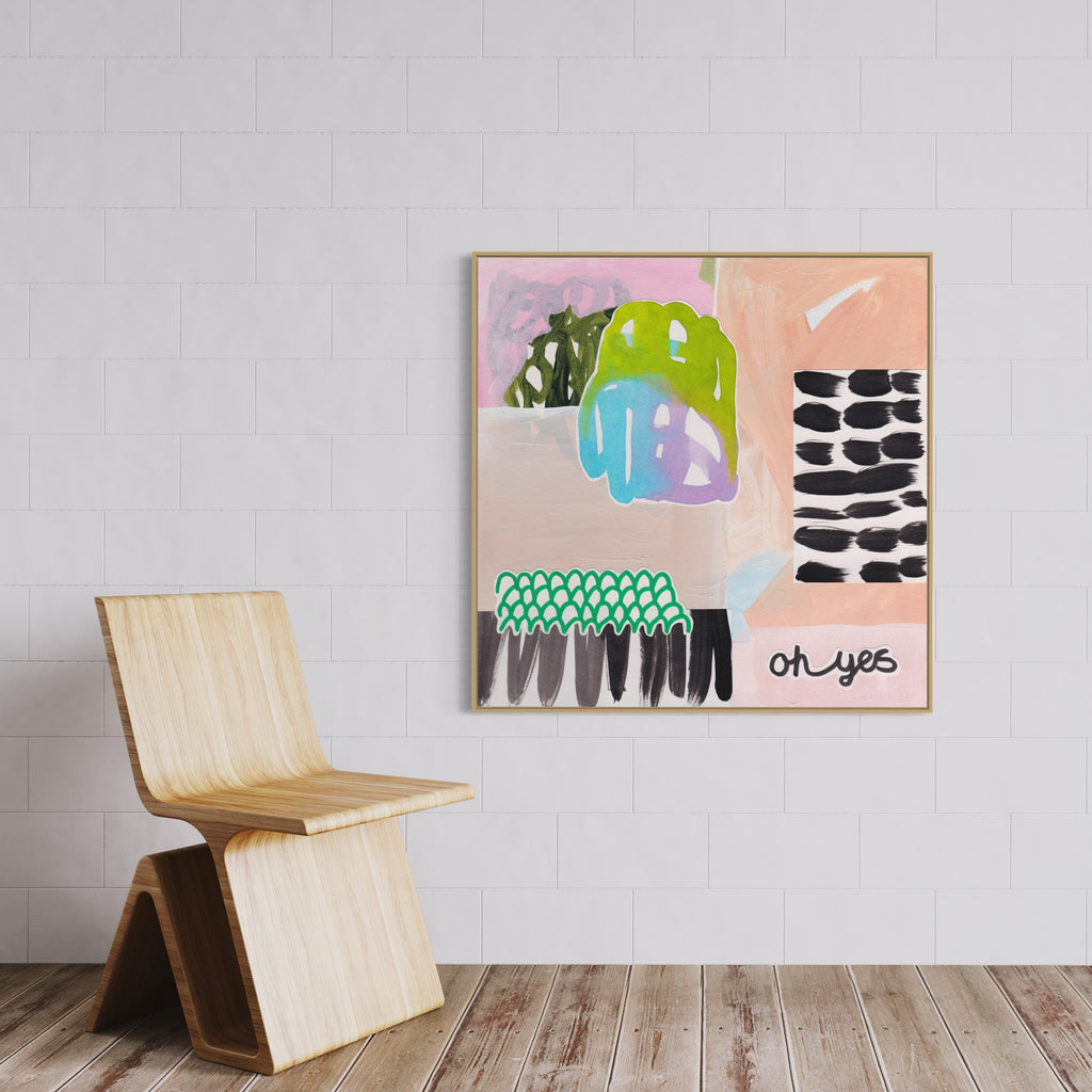 Discover the authentic journey of self-expression with Henriette Visscher's modern abstract art, offering a touch of Dutch charm and love for your living room.
